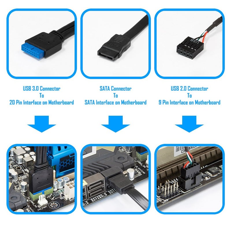 Kingwin Powered USB Hub 3.0 w/ 1 USB-C Port, SD Card Reader & Micro SD Card Reader - Sata Power Port w/Lightning Speed Data Transfer Up to 5Gbps - 5.25" Computer Case Front Bay, black (KW525-3U3CR) - Image 5